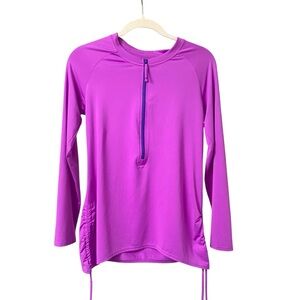 LL Bean purple long sleeve 1/4 zip up rash guard summer outdoor shirt size XS